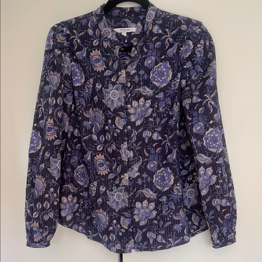 Derek Lam 10 Crosby Floral Print Women's Top - Blue